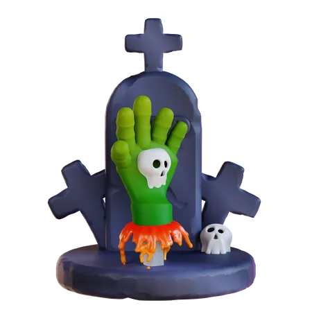 Mão de zumbi no túmulo  3D Icon