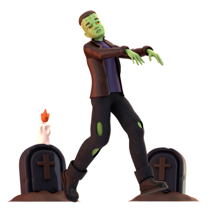Zumbi Frankenstein com lápide  3D Icon
