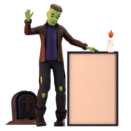 Zumbi Frankenstein com vela acesa  3D Icon