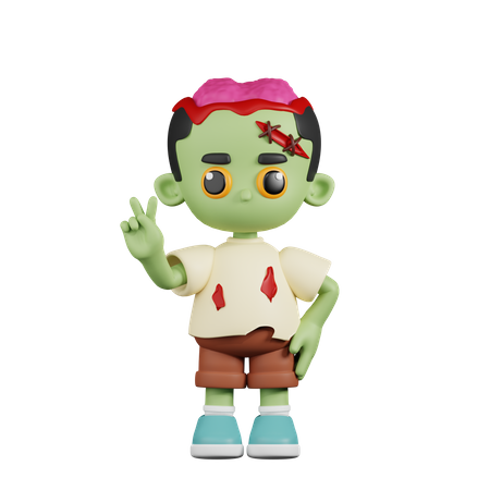 Zumbi mostrando sinal de paz  3D Illustration