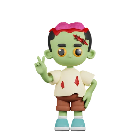 Zumbi mostrando sinal de paz  3D Illustration