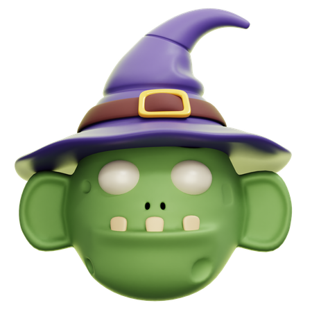 Zumbi usando chapéu de bruxa  3D Icon