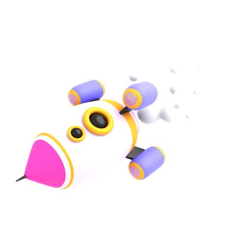 Zurück Rakete  3D Illustration