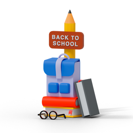 Zurück zur Schule  3D Illustration