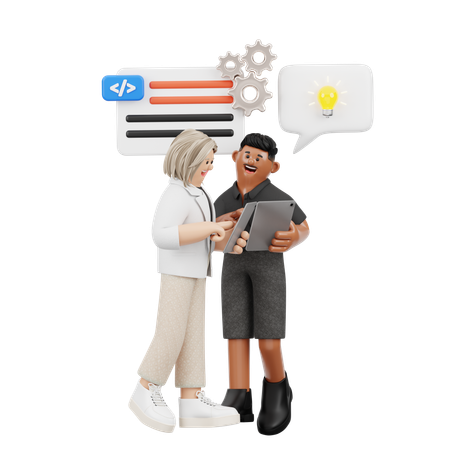 Zusammenarbeit von Softwareentwicklern  3D Illustration