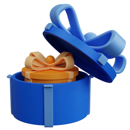 Zwei blaue und gelbe runde Geschenkboxen  3D Icon