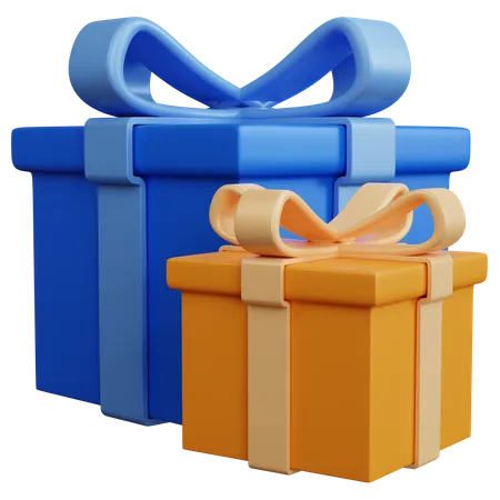 Zwei blaue und gelbe Geschenkboxen  3D Icon
