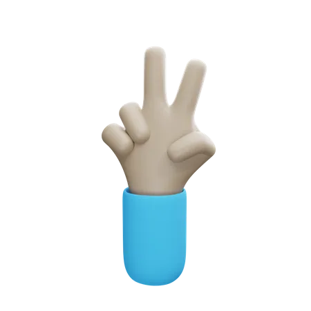 Zwei-Finger-Geste  3D Illustration