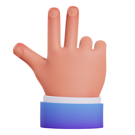 Zwei-Finger-Geste  3D Illustration