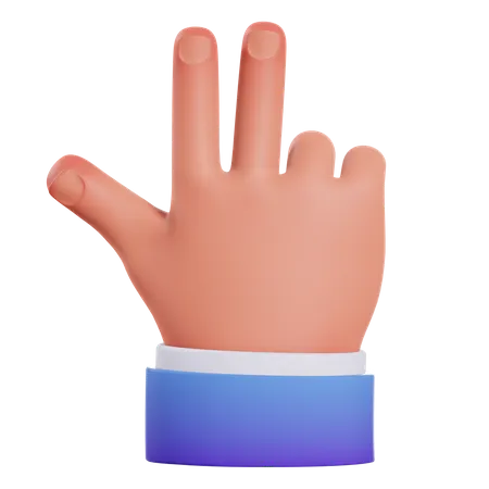 Zwei-Finger-Geste  3D Illustration