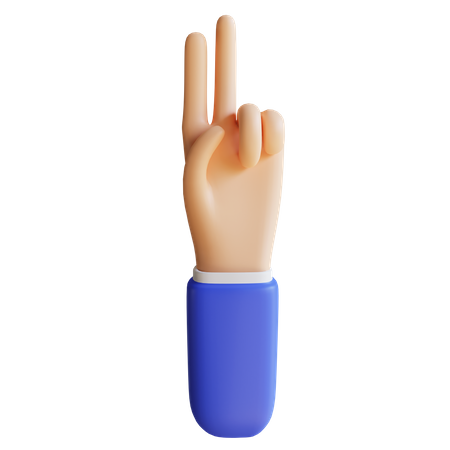 Zwei-Finger-Geste  3D Illustration