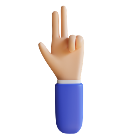 Zwei-Finger-Geste  3D Illustration