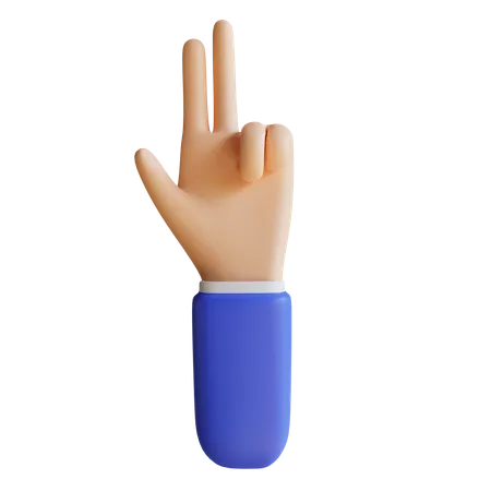 Zwei-Finger-Geste  3D Illustration