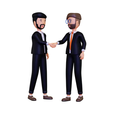 Zwei Geschäftsleute geben sich die Hand  3D Illustration