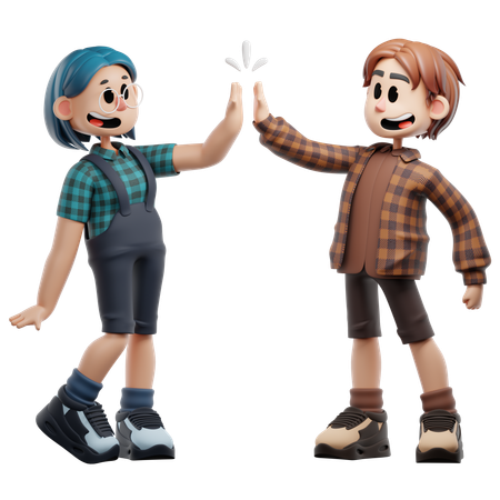 Zwei Leute geben sich High Five  3D Icon