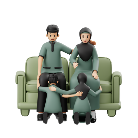 Zwei muslimische Kinder bitten um Vergebung  3D Illustration