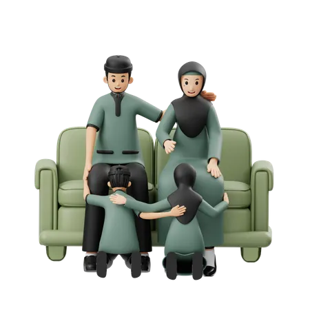 Zwei muslimische Kinder bitten um Vergebung  3D Illustration
