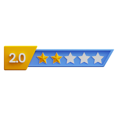 Zwei von fünf Sternen  3D Icon