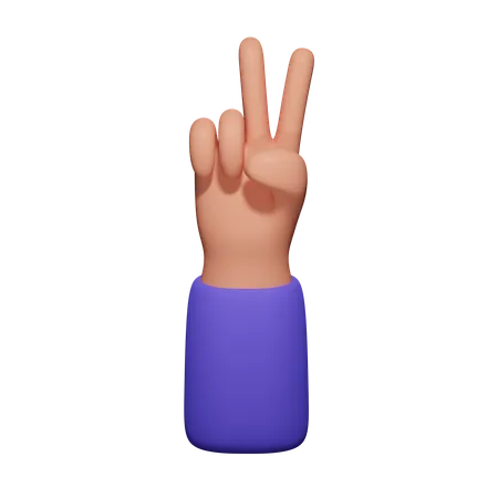 Zwei Finger  3D Icon