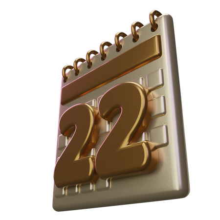 Zweiundzwanzig kalender  3D Icon