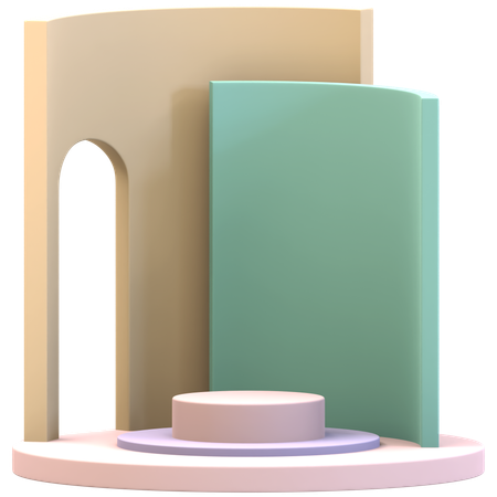Zylinderpodest mit doppelt gekrümmten Hintergründen  3D Icon