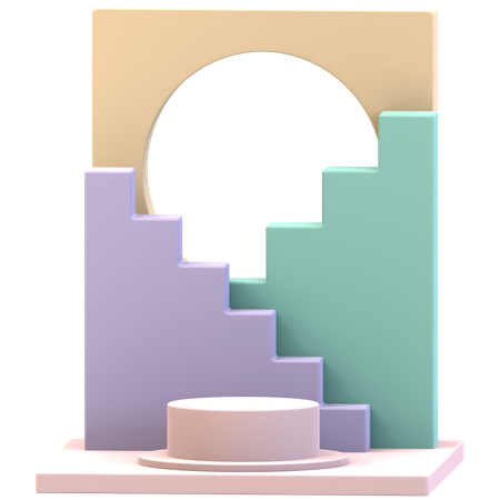 Zylinderpodest mit doppelter Treppenkulisse  3D Icon