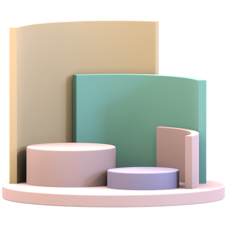 Zylinderpodest mit gebogenen Hintergründen  3D Icon