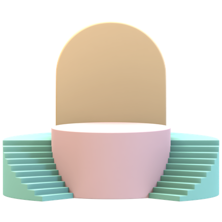 Zylinderpodest mit zwei abgerundeten Stufen  3D Icon
